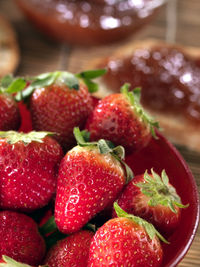 Close-up of strawberries on table