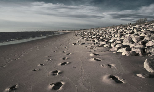 Scenic view of beach against sky