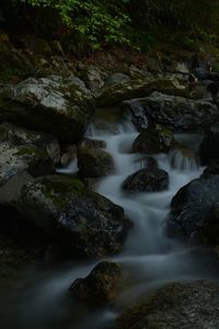 Water cascading through stones