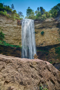 Scenic view of waterfall