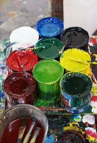 High angle view of multi colored candies