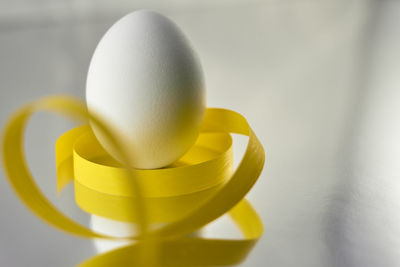 Close-up of yellow juice on table