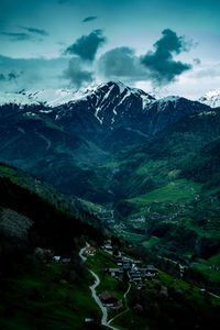 Scenic view of mountains against sky