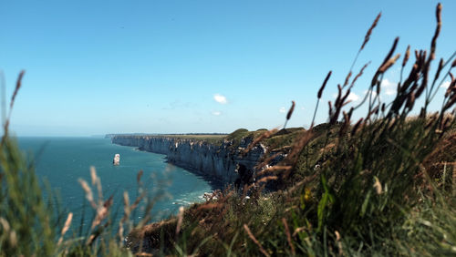 Scenic view of sea against clear sky