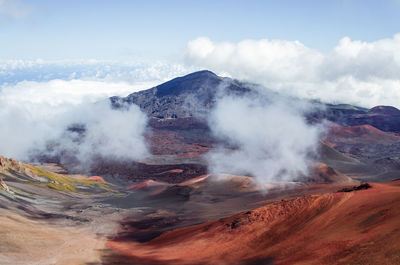 Scenic view of volcanic landscape against sky