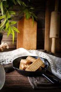 Close-up of breakfast on table