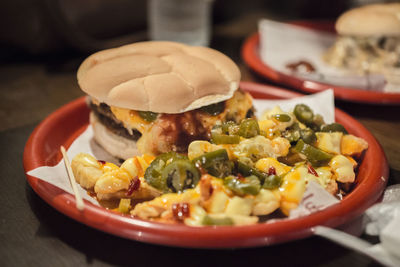 Close-up of food served in plate