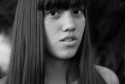 Close-up portrait of young latin american woman