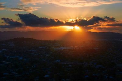 Scenic view of landscape against sky at sunset