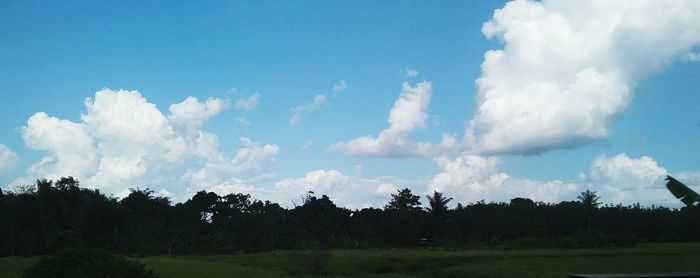Scenic view of landscape against cloudy sky