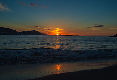 Scenic view of sea against sky during sunset