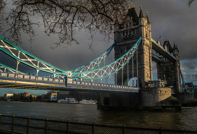 Low angle view of suspension bridge