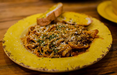 Close-up of meat served in plate