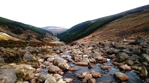 Scenic view of mountains against clear sky