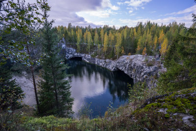 Ruskeala mountain park - a centuries-old history of mining. natural marble. karelia. russia