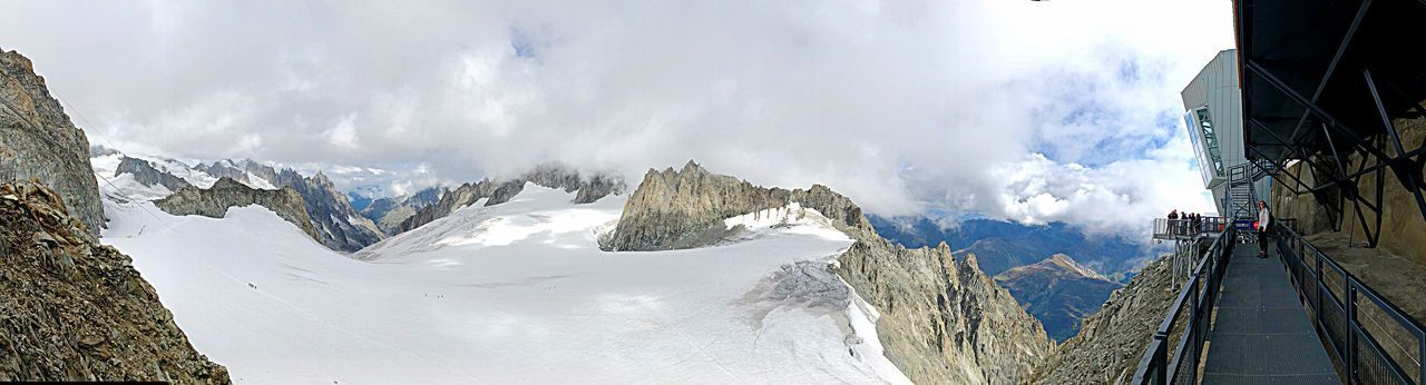 PANORAMIC VIEW OF SNOWCAPPED MOUNTAIN AGAINST SKY