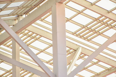 Low angle view of skylight in building