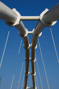 Symmetric and straight round shapes in the blue sky. stairway to heaven