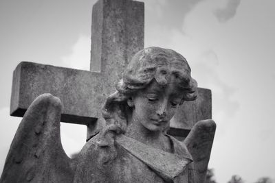 Close-up of winged statue