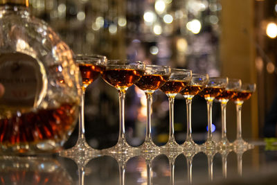 Close-up of glass bottles