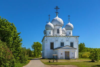 Low angle view of church against clear sky