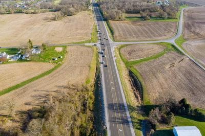 High angle view of agricultural field