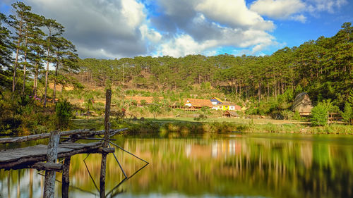 Scenic view of lake against sky