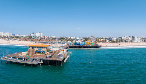 Panoramic aerial view of the santa monica beach and the pier