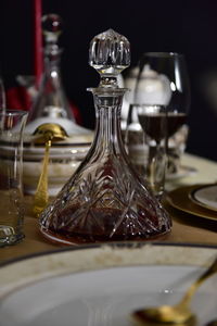 Close-up of wineglass on table