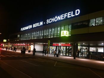 View of airport at night