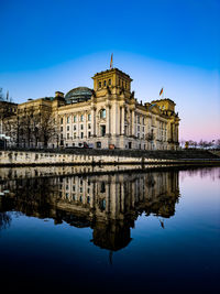 Reflection of buildings in water