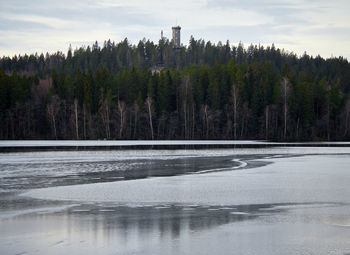 Scenic view of lake against sky