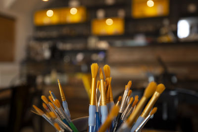 Close-up of paintbrushes