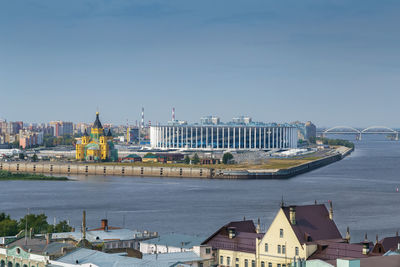View of the confluence of the oka and volga rivers, nizhny novgorod, russia