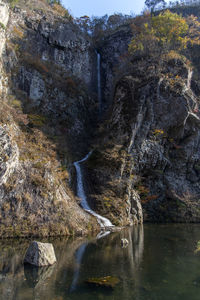 Scenic view of waterfall