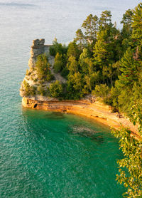 Miners castle along pictured rocks national lakeshore in evening sun