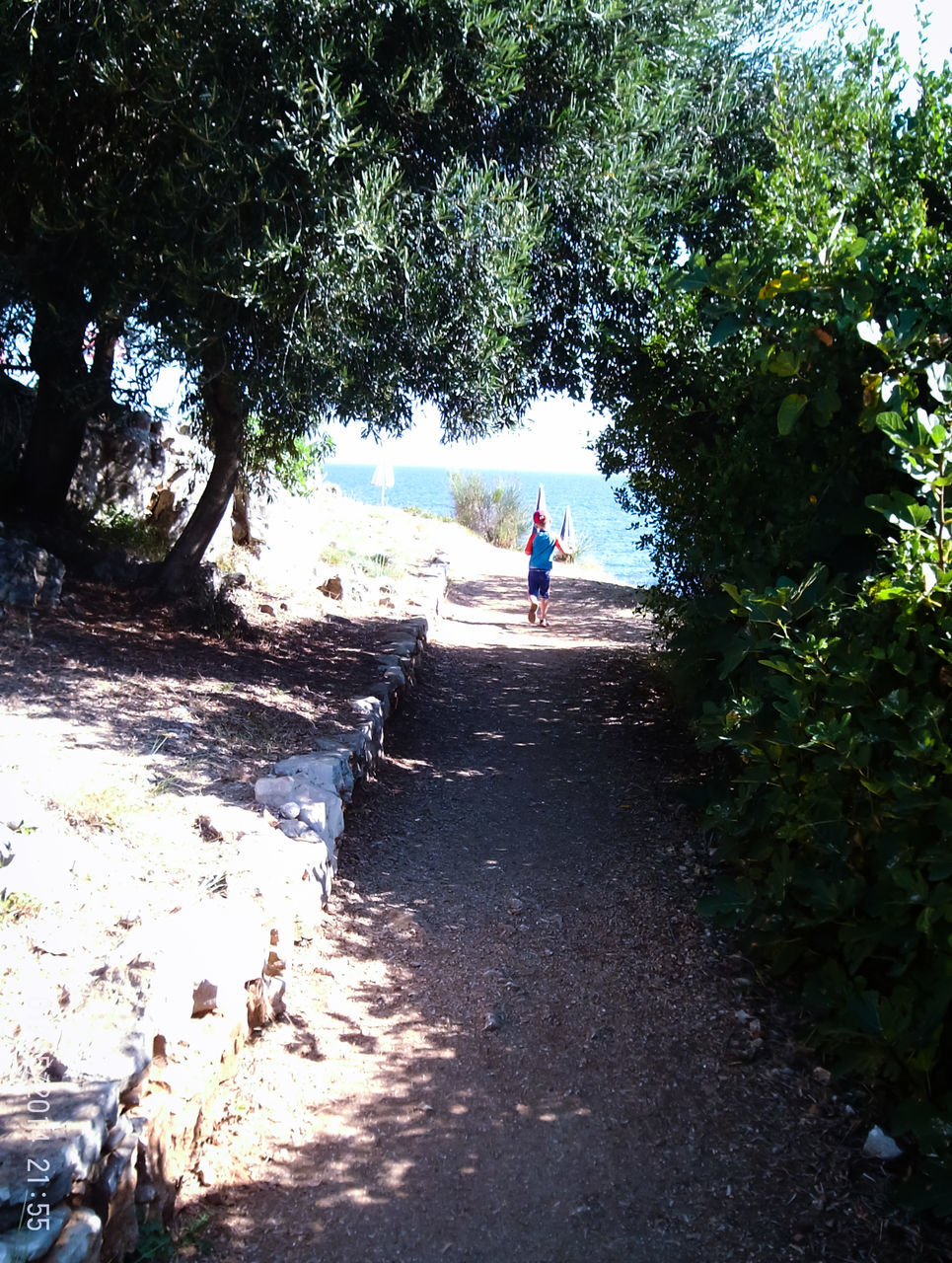 LOW SECTION OF MAN WALKING IN WATER AT PARK