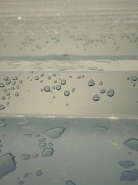 Close-up of raindrops on glass window