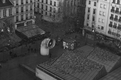 High angle view of street amidst buildings in city