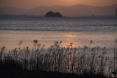 Scenic view of sea against sky during sunset