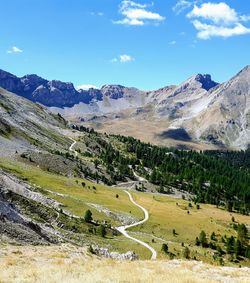 Scenic view of mountains against sky