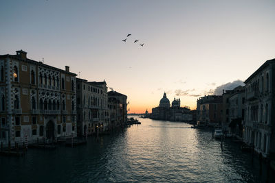 Sunrise view from the accademia bridge in venice italy