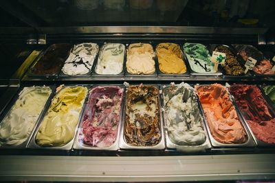 Close-up of ice cream for sale in store