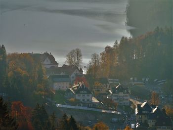 High angle view of townscape against sky