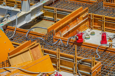 High angle view of woman in factory