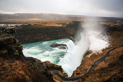 High angle view of waterfall