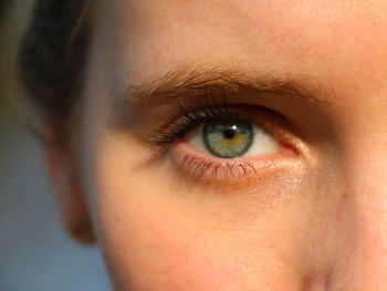 Cropped image of woman with green eyes