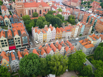 High angle view of residential buildings