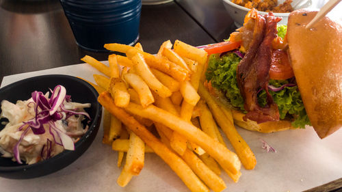 High angle view of food on plate