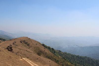 Scenic view of mountains against clear sky